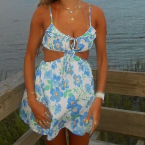 PRINCESS POLLY Offshore Mini Dress Blue Floral